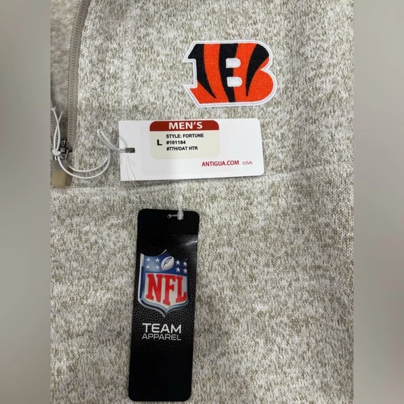 NWT- NFL Cincinnati Bengals Quarter-Zip Jacket - LARGE